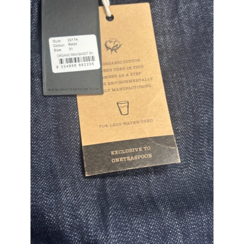 One Teaspoon NWT Men's Organic Raw Bandit Shorts Raw Indigo Size‎ 31 - Picture 6 of 6